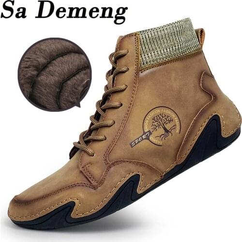 Winter Men Snow Boots PU Leather Man Ankle Boots Warm Fur Winter Men Boots Fashion Autumn Mens Shoes Size 38-48