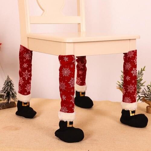 4 pcs/set Funny DIY Christmas chair feet cover Christmas Decoration Tables and chairs foot covers Non-slip Cases