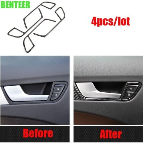 4pcs/lot Real carbon fiber car interior door decoration sticker for audi A4 A5