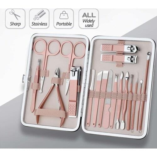 7/10/12/16/18PCS Multifunction Stainless Steel Ear Spoon Nail Clippers Manicure Tool Pedicure Nail Scissor Manicure Nail Clipper