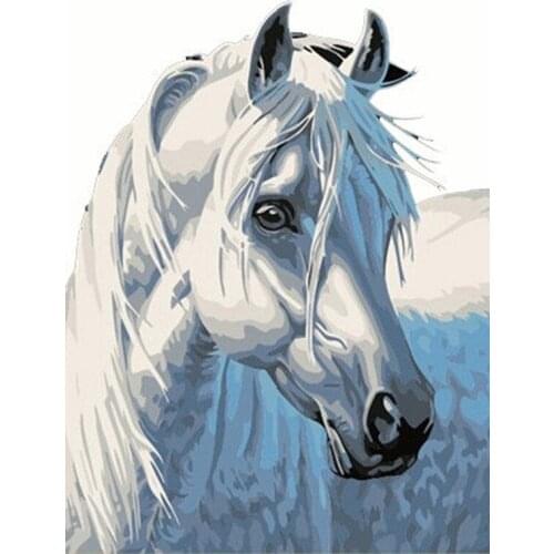 Full Square&round Drill 5D DIY Diamond Painting White horse 5D Embroidery Cross Stitch Mosaic Rhinestone Decor