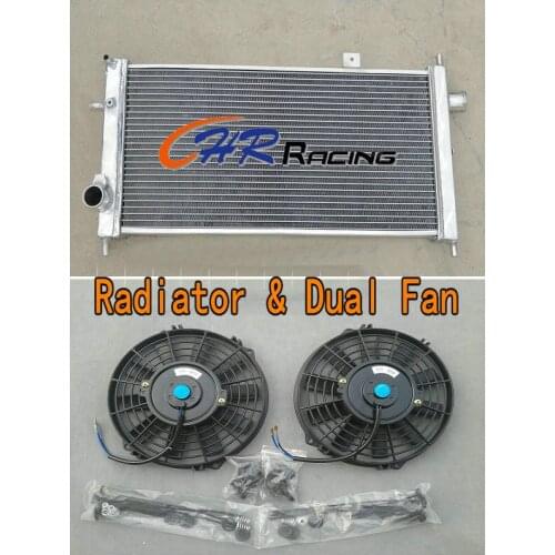 42mm Aluminum Radiator + 2 Fan For Opel Vauxhall Nova GTE GSi 2.0 16v Turbo