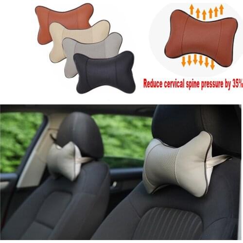 Car Neck Pillow Pu Leather Headrest Protector Black Universal Headrest Backrest Pad Is Easy To Install And Clean
