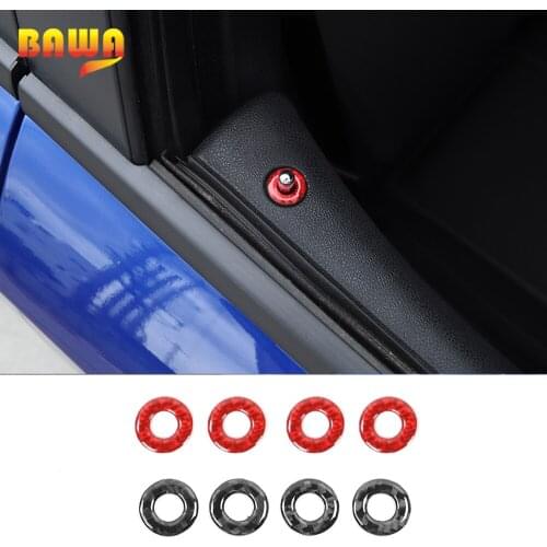 BAWA Car Soft Carbon Fiber Stickers Door Lock Bolt Decoration Ring Cover Accessories For Dodge Charger 2015