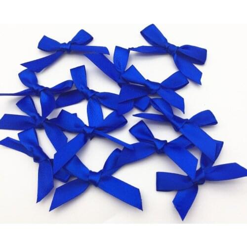 100pcs Royal blue 10mm Satin Ribbon Bows For Doll Hair Accessories Tail Bow Ties Wedding Invites Cardmaking Embellishments