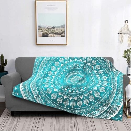 Mandala Turquoise Throw Blanket Fluffy Bedding Set Luxury Bedding Footboard Bed Bedspreads On Sofas Quilts For Double Bed