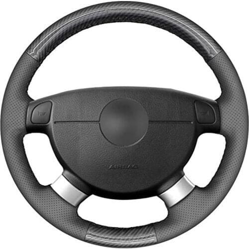 Black Artificial Leather Carbon Fiber Steering Wheel Cover for Chevrolet Lova Aveo Buick Excelle Daewoo Gentra 2006-2015