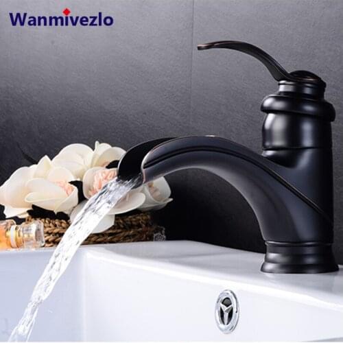 Black Ancient Waterfall Hot And Cold Water Faucet European Counter Basin Faucet Under Counter Basin Faucet