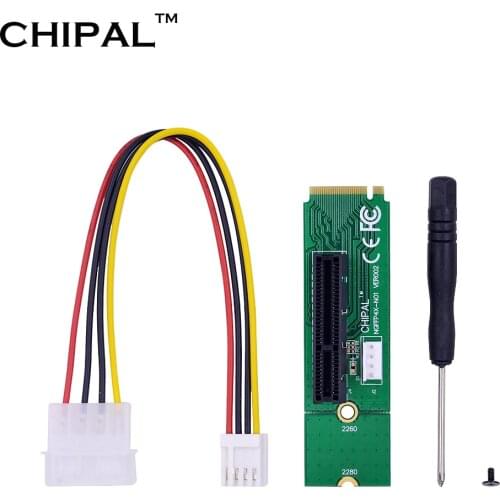 CHIPAL 100pcs NGFF M.2 M2 M Key Male to PCI-E 4X 1X Female Adapter Converter Card with Power Cable For PCI-E 1X 16X Riser Card