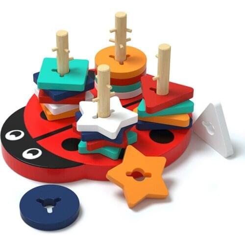 Montessori Wooden Toys Geometric Shapes Matching Sort Board Learning Toys for Children Early Learning Exercise Hands-On Ability