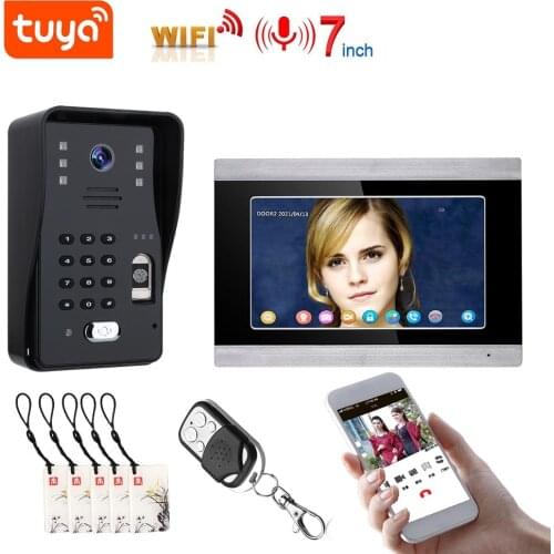 TUYA Video Intercom WIFI RFID Fingerprint Video Door Phone System Home Intercom with 7-in Support Remote APP unlocking Doorbell