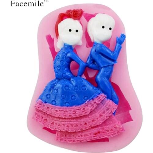 Facemile 3D DIY Kitchen Accessories Fondant Couple Shape Mold Cake Decorating Tool Bakeware Tools Silicone Fondant Mold 50-16