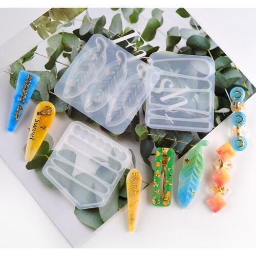 Hair Clip Mold DIY Crystal Drop Rubber Mold Silica Gel Mould Homemade Personality Girl Hair Accessories for Wholesale