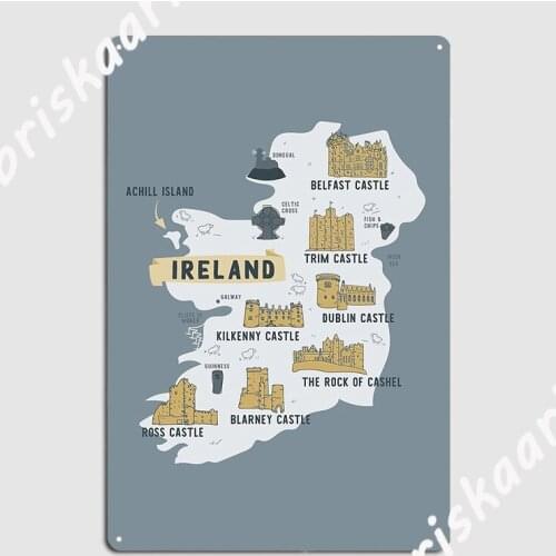 Ireland Map Poster Metal Plaque Retro Club Bar Plaques Cinema Garage Tin sign Poster