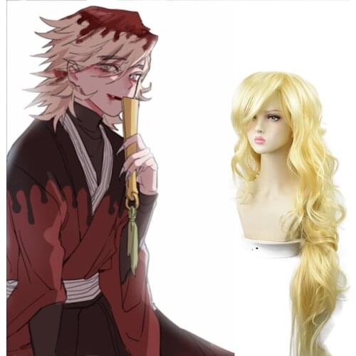 Anime Demon Slayer Cos Headgear Douma Cos Yellow Long Wave Hair Halloween Cosplay Accessory Unisex Headgear Kimetsu No Yaiba