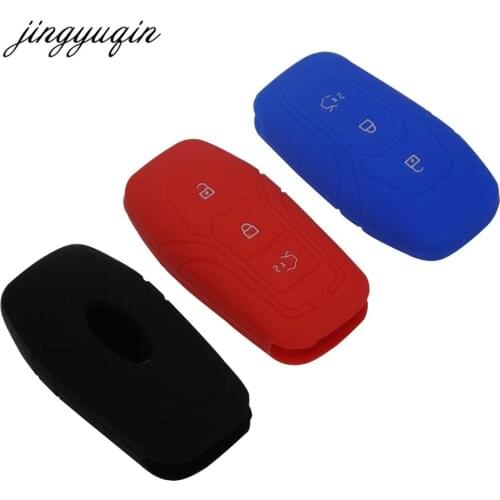 Jingyuqin 30pcs/lot 3 Buttons Silicone Car Key Case Cover Fit for Ford Mondeo New Mondeo Smart Keyless Fob Cover