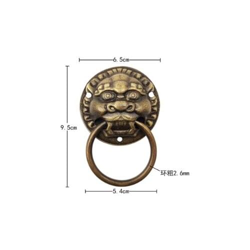 Pure copper animal head door ring animal head tiger head pull ring middle and old style door lion head handle retro antique door