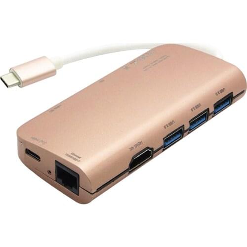 8 in 1 Combo USB 3.1 Type C to 3 USB 3.0 Ports Rj45 Ethernet Hub +4k HDMI + SD/Micro Card Reader + Type C Charging Adapter Hub