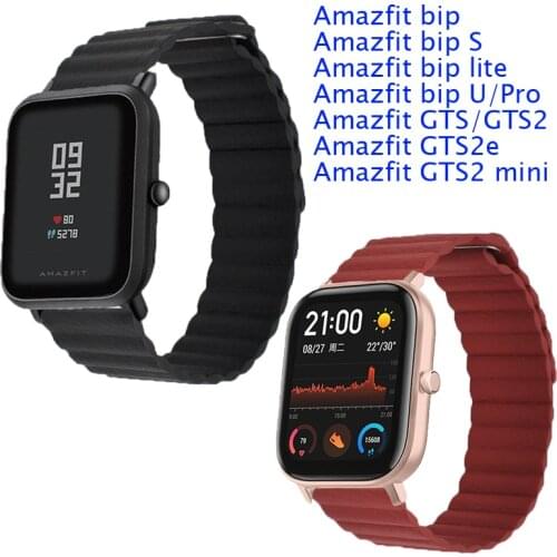 Leather Bracelet For Xiaomi Huami Amazfit Bip U S PRO Strap SmartWatch Wristband For Amazfit GTS gts2e gts 2 mini Strap Belt