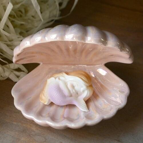 Creative Nordic Ceramic Mermaid Shell Ornaments Girls Room Decor Modern Shell Crafts Home Decoration Accessories Christmas Gifts