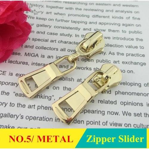 NO.5 METAL zipper slider Zinc Alloy Plating Light gold color Fan-shaped fastener zipper puller Coat free shipping 20pcs/lot