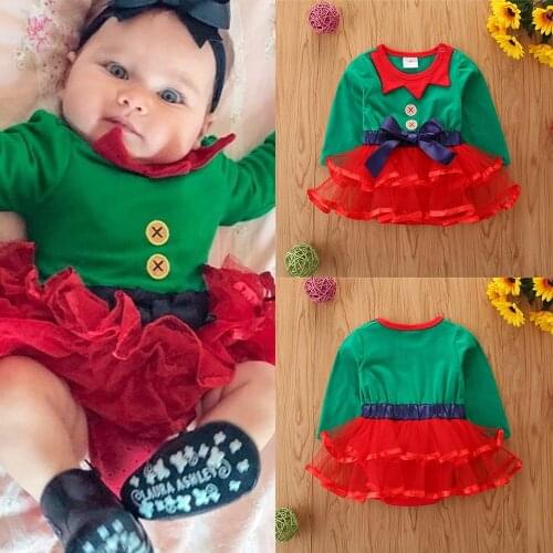 Newborn Babies Girls First Christmas Outfits Tutu Princess dress santa claus costume splicing layered mesh dress xmas Gift D20