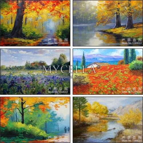 Full Round Autumn Landscape DIY Diamond Painting Scenery Cross Stitch Pattern Diamond Embroidery Rhinestone Painting Home Decor