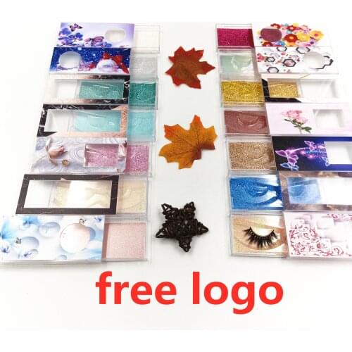 Pull acrylic box with pattern wholesale false eyelash packaging box lash boxes package custom logo box empty