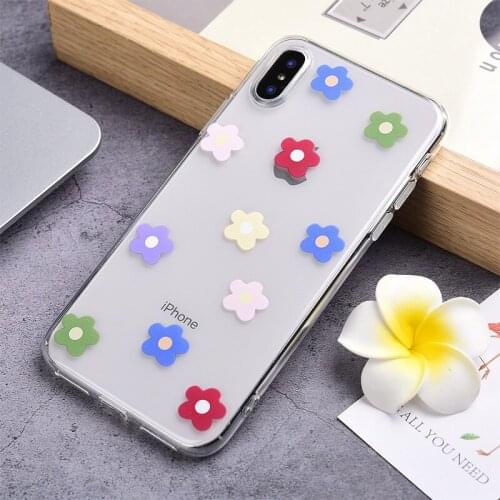 Luxury Multi-colored Pentagonal Flower Soft TPU Mobile Phone Case Cover For iPhone X XR XS Max 8 7 6 Plus 6 Durable