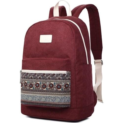 ZHIERNA Girls Bag Backpack Practical Schoolbag High school student Canvas Flower College Wind Shoulder Bag Female package Cute