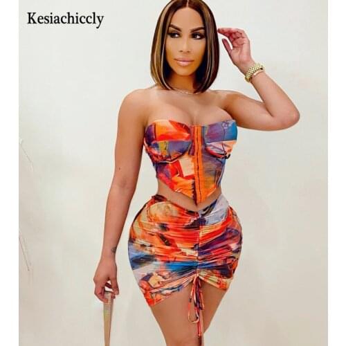 Kesiachiccly sexy Draw String short dress Sleeveless vintage print elegant sundress Summer party holiday club mini dress 2021