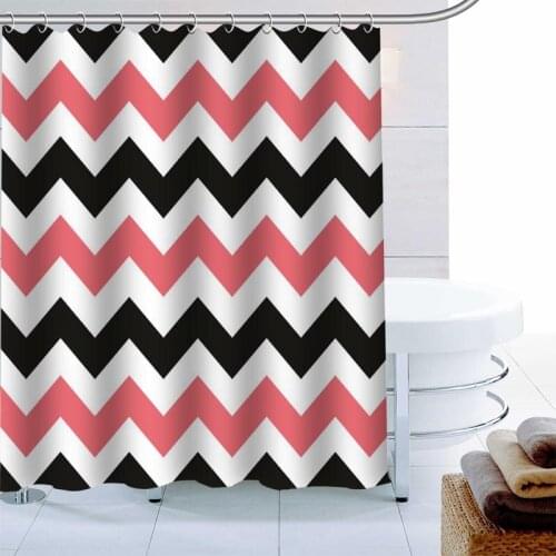 Chevron Background Shower Curtain Decor Waterproof Polyester Fabric Bath Curtain 180X180cm Eco-friendly Bathroom Curtain