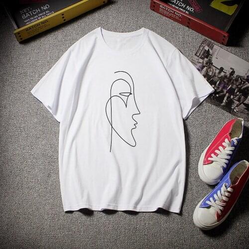 2020 Tumblr Lips T-shirt Women Summer Face Art O-Neck Casual Print Tops Women Cotton Short Sleeve Funny Female T-shirt Harajuku