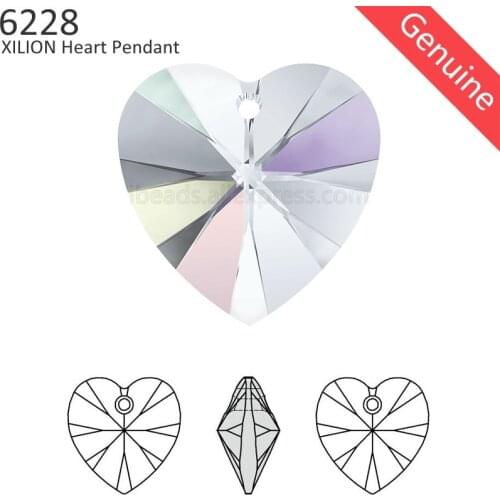 1 piece) 100% Original crystal from Swarovski 6228 XILION Heart pendant made in Austria rhinestone beads for DIY jewelry making