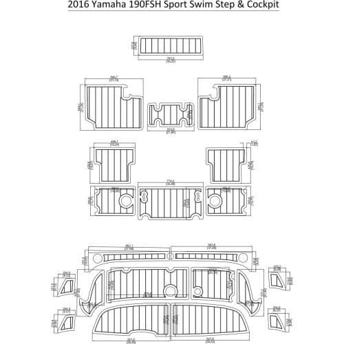 2016 Y-a-m-a-h-a 190FSH Sport Swim Step & Cockpit Pad Boat EVA Teak Decking 1/4" 6mm