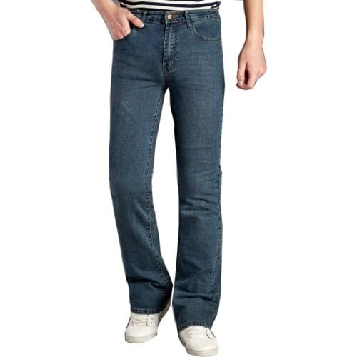 2021 Denim Horn Retro Flare Jeans Hip Hop Casual Pants Slim Fit Light Blue Blue Size 36