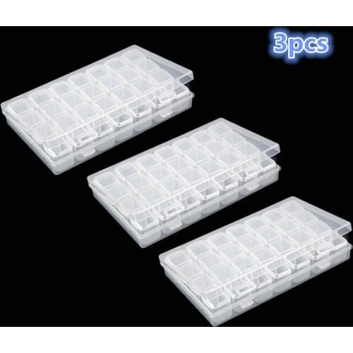 3PCS 28 grid Square Round diamond painting Accessories Diamond Embroidery Cases PP plastics Box Organizer Home Storage boxes