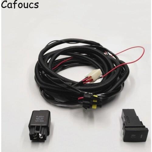 Cafoucs Car Wiring Harness Socket Wire Relay and Fog Light Switch For Toyota Camry Rav4 Corolla Yaris Auris Fog Lamp Accessories