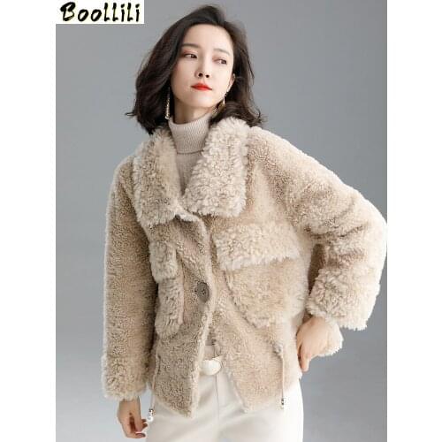 Boollili Real Fur Coat Women Winter Coat Women Clothes 2020 100% Wool Jacket Sheep Shearing Parka Real Fur Jacket