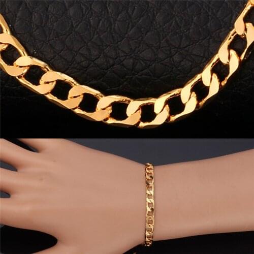 Bracelet For Men/Women 21CM Jewelry Wholesale Simple Chain & Link Bracelets Gold Color Jewelry H744