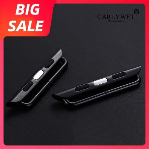 CARLYWET Top Quality Black Watch Band Strap Connector Adapter For AppleWatch iWatch Sports 38mm40mm42mm44mm with Screwdriver