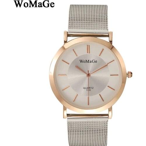 New Times reloj mujer Womage Brand Luxury Stainless Steel Mesh Strap Mesh Watches Quartz Fashion Women Watches relogio feminino