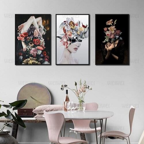 Home Decoration Painting Posters People Are Covered with Flowers Art Photos Decorate Bedroom and Living Room Wall Art Decoration