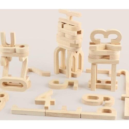 Kids Wooden Letter Number Design Fridge Magnet Sticker Creative Building Blocks