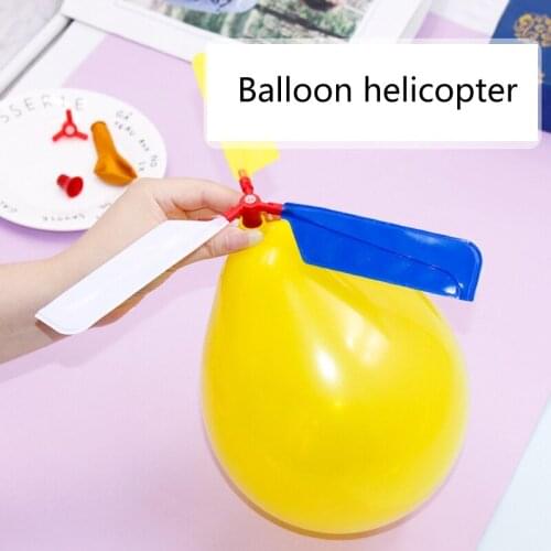 Children Funny Balloon Helicopter Launcher Toy Set Balloon Powered Racers Toys QX2E