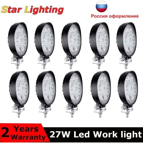Russia stock 4inch 27w led work light car light For 4x4 led bar offroad SUV ATV Tractor Boat Trucks Excavator 12V 24V work lamp
