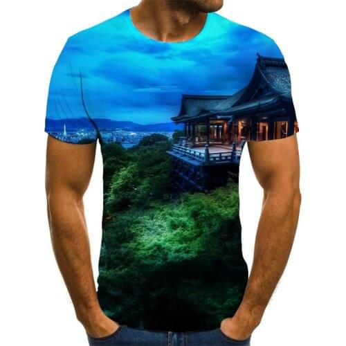 Giyu Landscape T shirt Men Green T-shirts 3d Cloud Anime Clothes Harajuku Tshirts Casual Short Sleeve Punk Rock Cool Male Tops