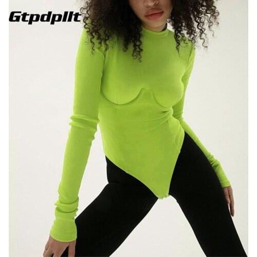 Gtpdpllt 2021 Skinny Bodysuit Women Tops Knitted Ribber Sexy Club O Neck Overalls For Women Short Sport Rompers Festival Clothes