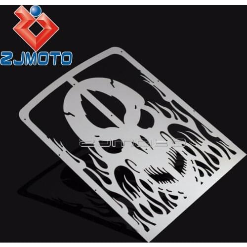 Stainless Steel Chrome Skull Fire Flame Radiator Grill For Yamaha Banshee 1987-2010 2011 2012 Custom Radiator Guard Cooler Cover