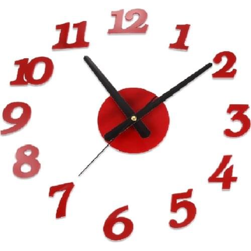 Creative 3D Sangtai6168s Mute DIY Digital Wall Clock Decorative Acrylic Sticker Watch Fashionable Red/White/Black Wall Clock